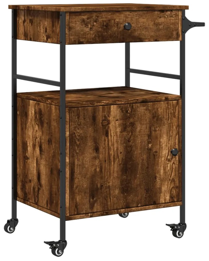 Carrello da cucina rovere fumo 56x43x89,5 cm legno multistrato