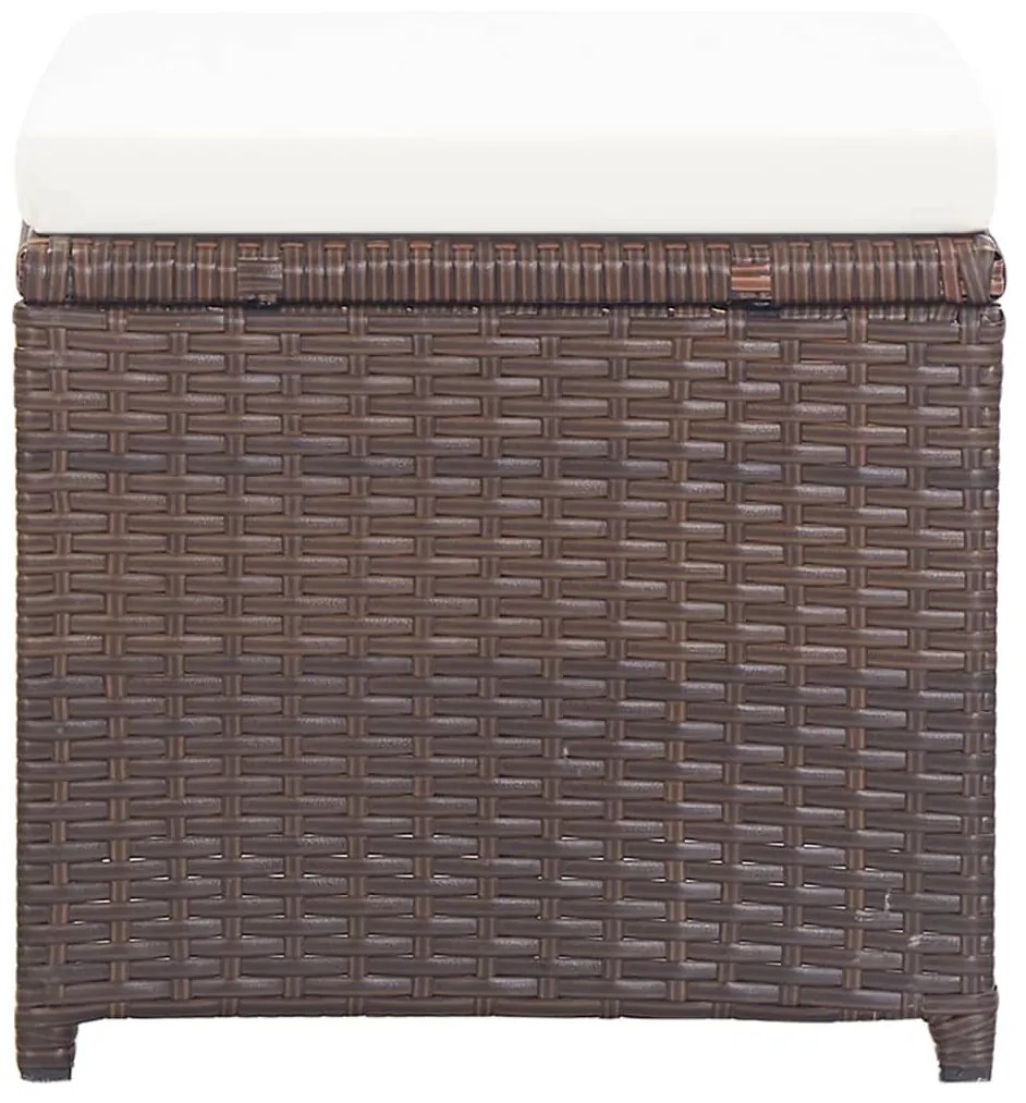 Sgabelli da giardino 4 pz con cuscini in polyrattan marrone