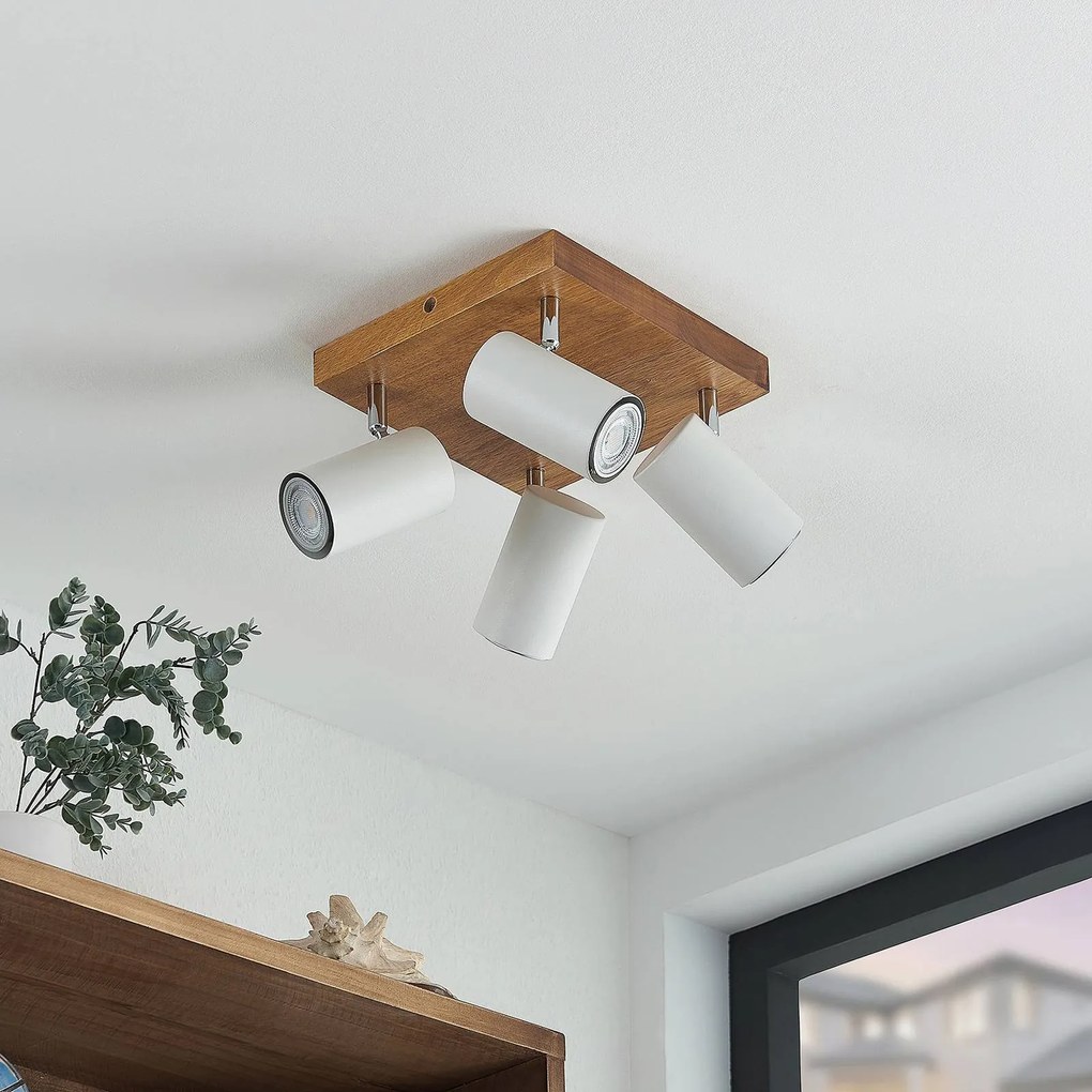 Faretto da soffitto Lindby Maniva, 22 x 22 cm, a 4 luci, bianco, GU10