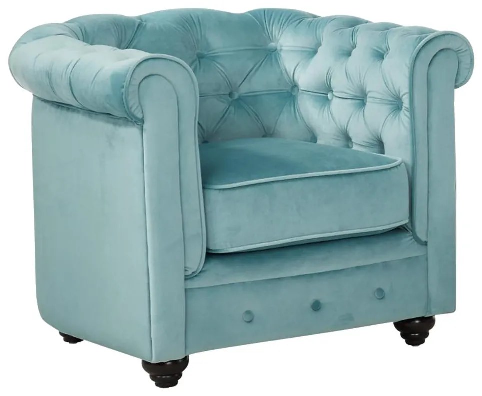 Poltrona CHESTERFIELD in velluto Azzurro pastello