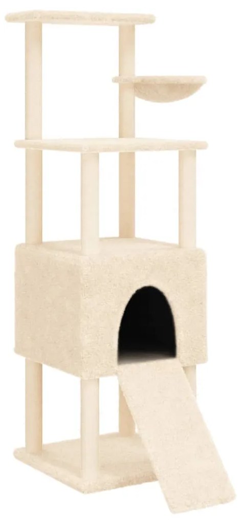 Albero per gatti con tiragraffi in sisal crema 153 cm