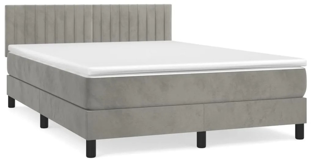 Giroletto a molle con materasso grigio chiaro 140x200cm velluto
