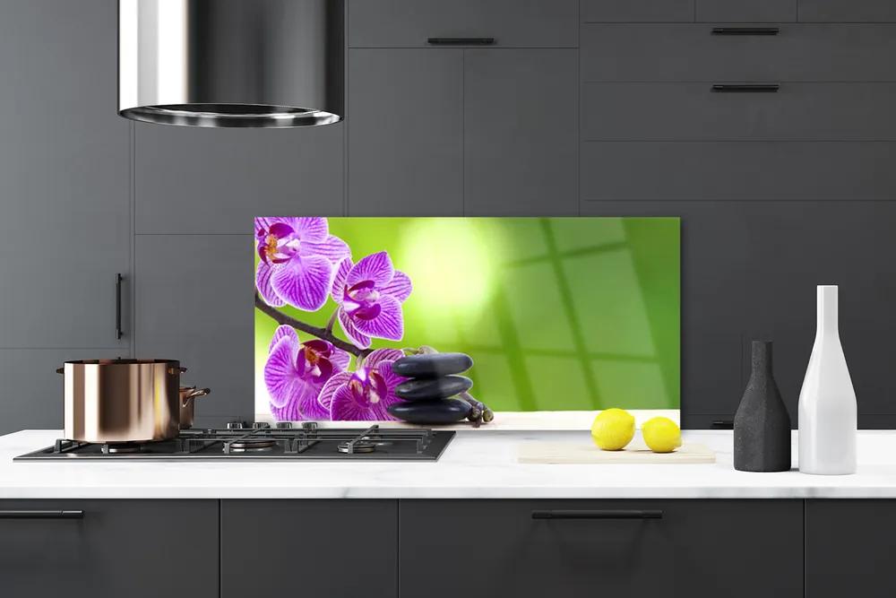 Rivestimento parete cucina Fiori di orchidee verdi 100x50 cm