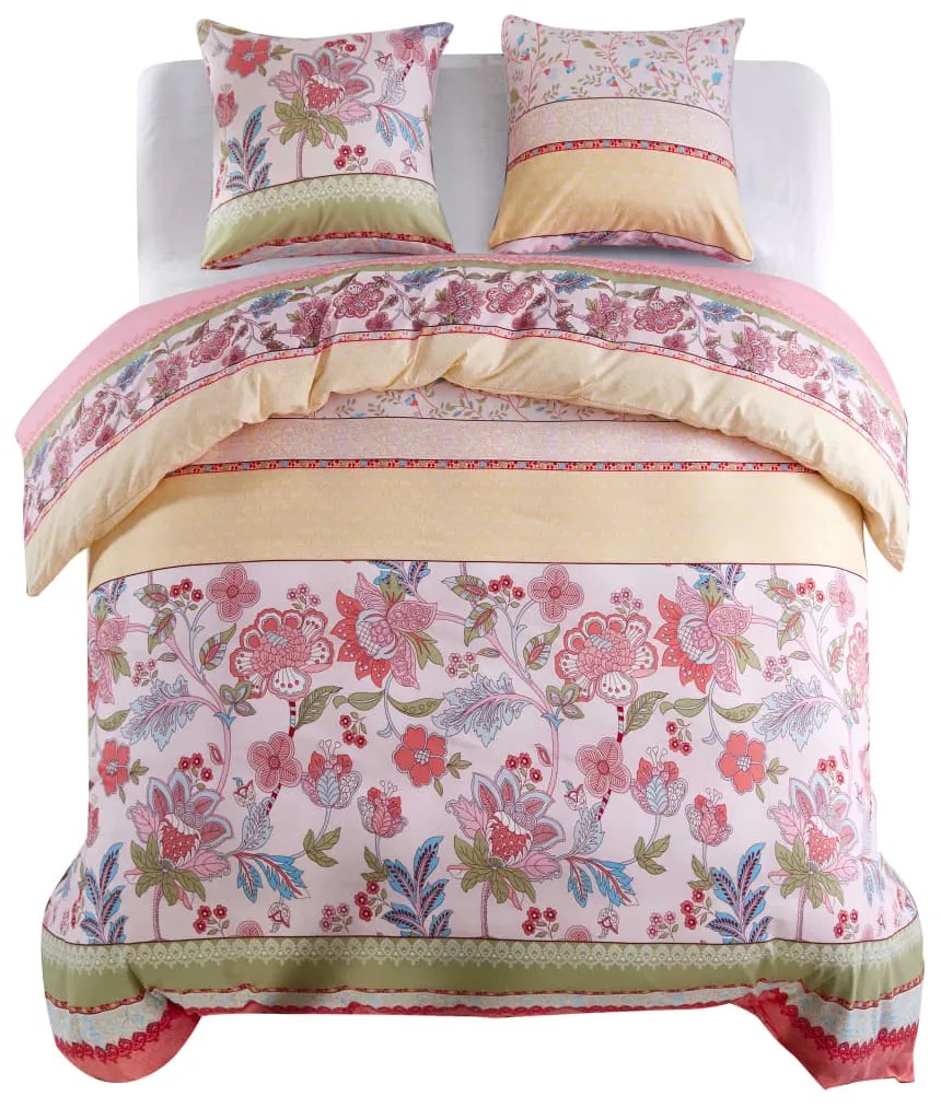Set Copripiumino Floreale/rosa Rigato 200x220/80x80 Cm /