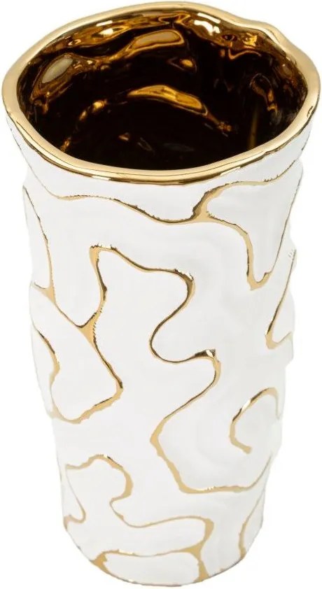 Vaso bianco/dorato in ceramica (altezza totale 25 cm) Adore – Mauro Ferretti