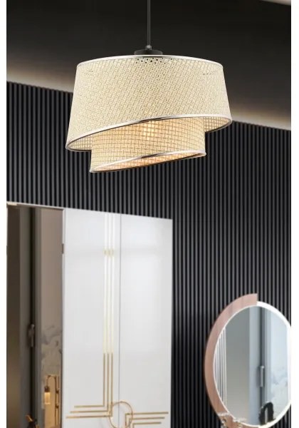 Lampada a sospensione con cavo BARETTE 1xE27/60W/230V crema/cromo lucido