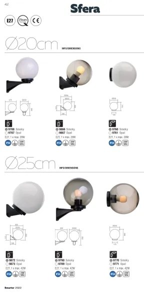 Redo 9873 - Applique da esterno SFERA 1xE27/42W/230V IP44 bianco