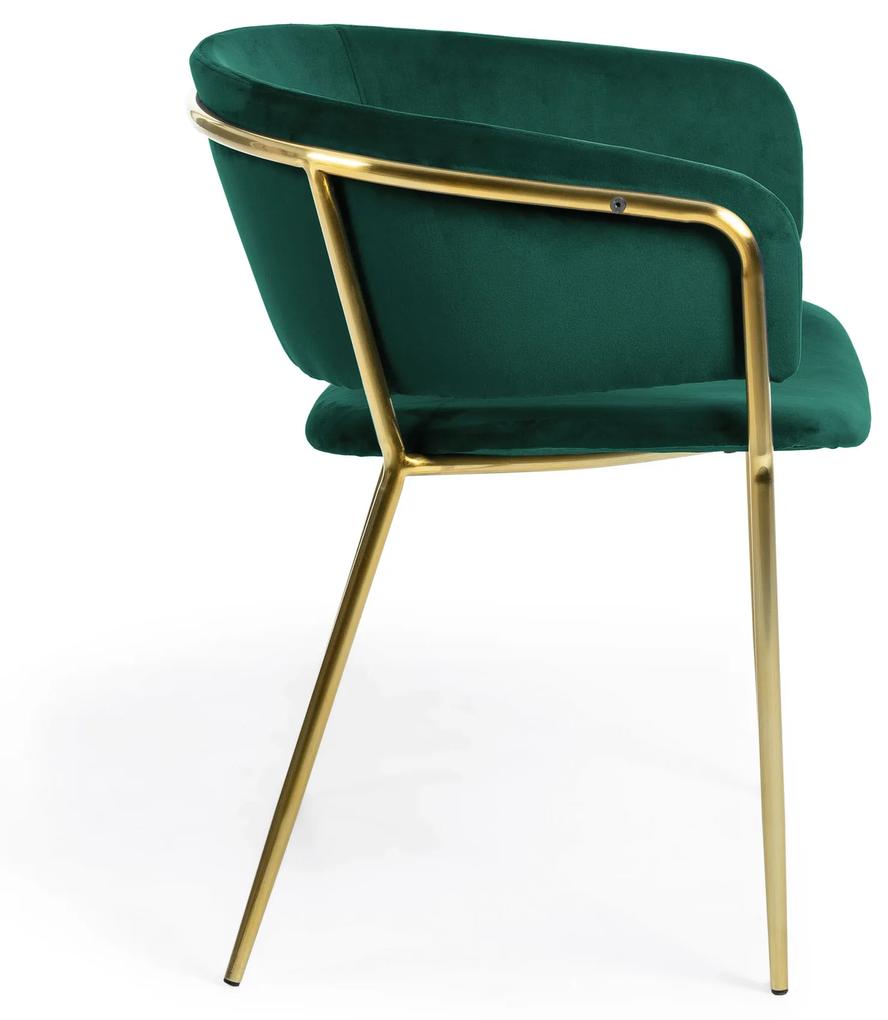 Kave Home - Sedia Runnie in velluto verde con gambe in acciaio verniciate oro FR