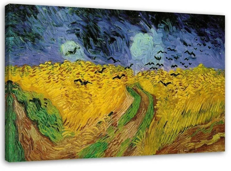 Quadro su tela, RIPRODUZIONE Campo di grano con corvi V. Gogh  Dimensioni 100x70