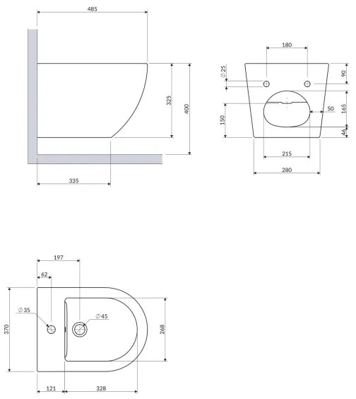 OMNIRES OTTAWABIBP - Bidet sospeso OTTAWA ceramica/bianco lucido