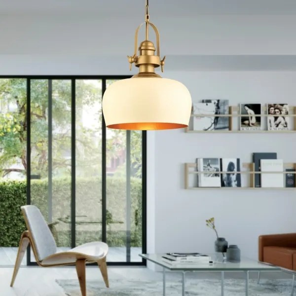 Lampadario a cavo MONZA 1xE27/40W/230V Ø 30 cm crema/bronzo