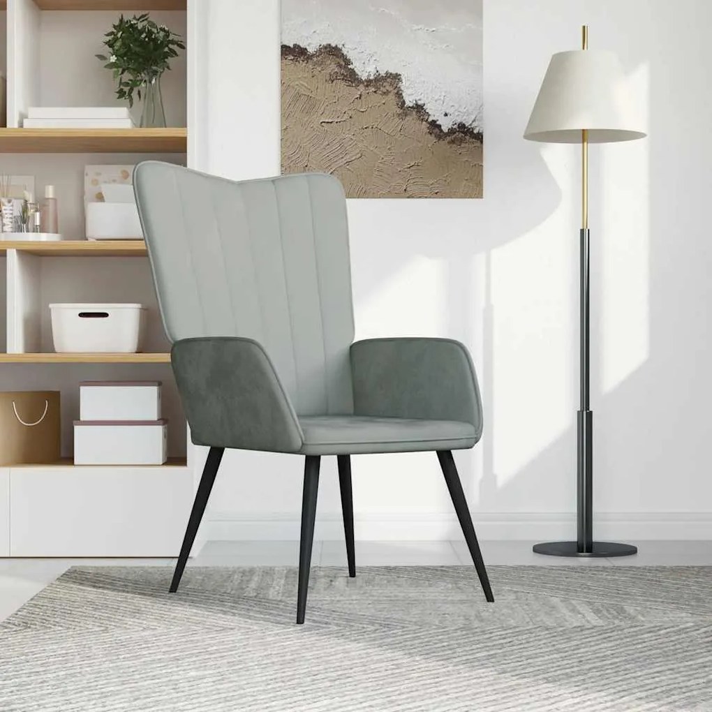 Sedia Relax Grigio Chiaro İn Velluto /
