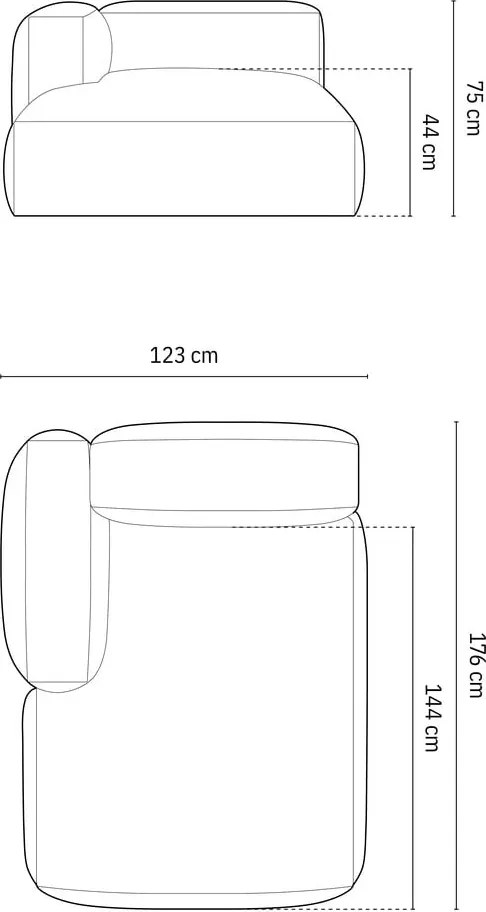 Parte divano componibile verde (con penisola a sinistra) con rivestimento in velluto Martina – Micadoni