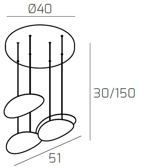 Sospensione Moderna Planet Metallo Nero Bianco 4 Luci Gx53