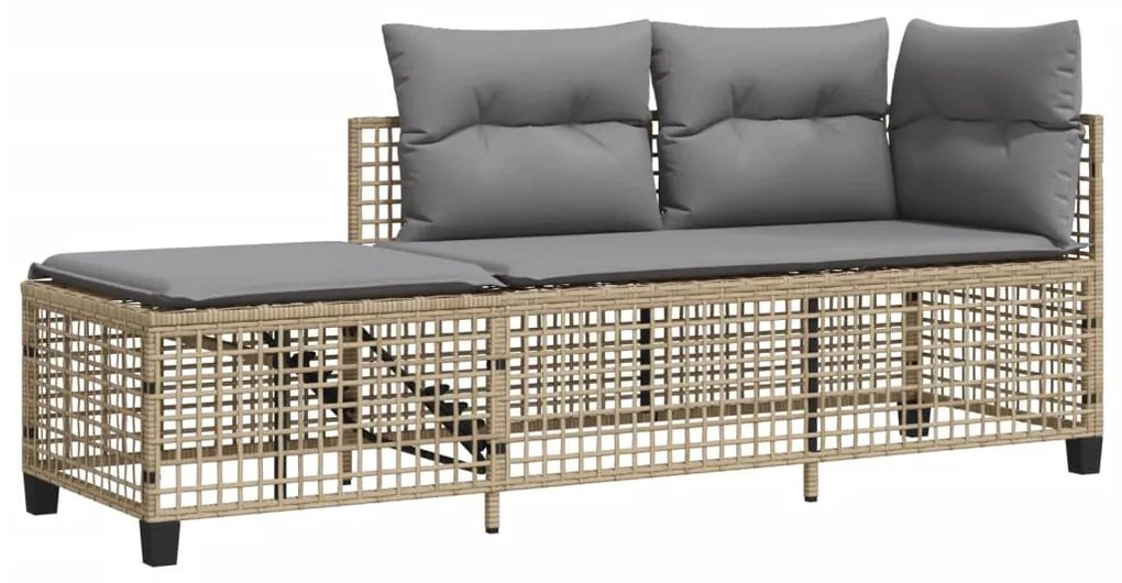 Set divano ad angolo 3 pz con cuscini beige misto polyrattan