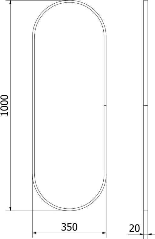 Mexen Loft specchio da bagno ovale 100 x 35 cm, cornice nera - 9851-100-035-000-70