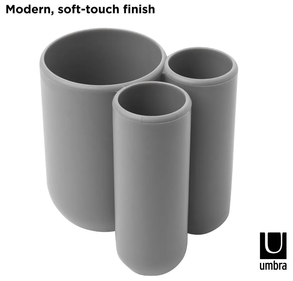 Bicchiere di plastica grigio per spazzolini da denti Touch - Umbra