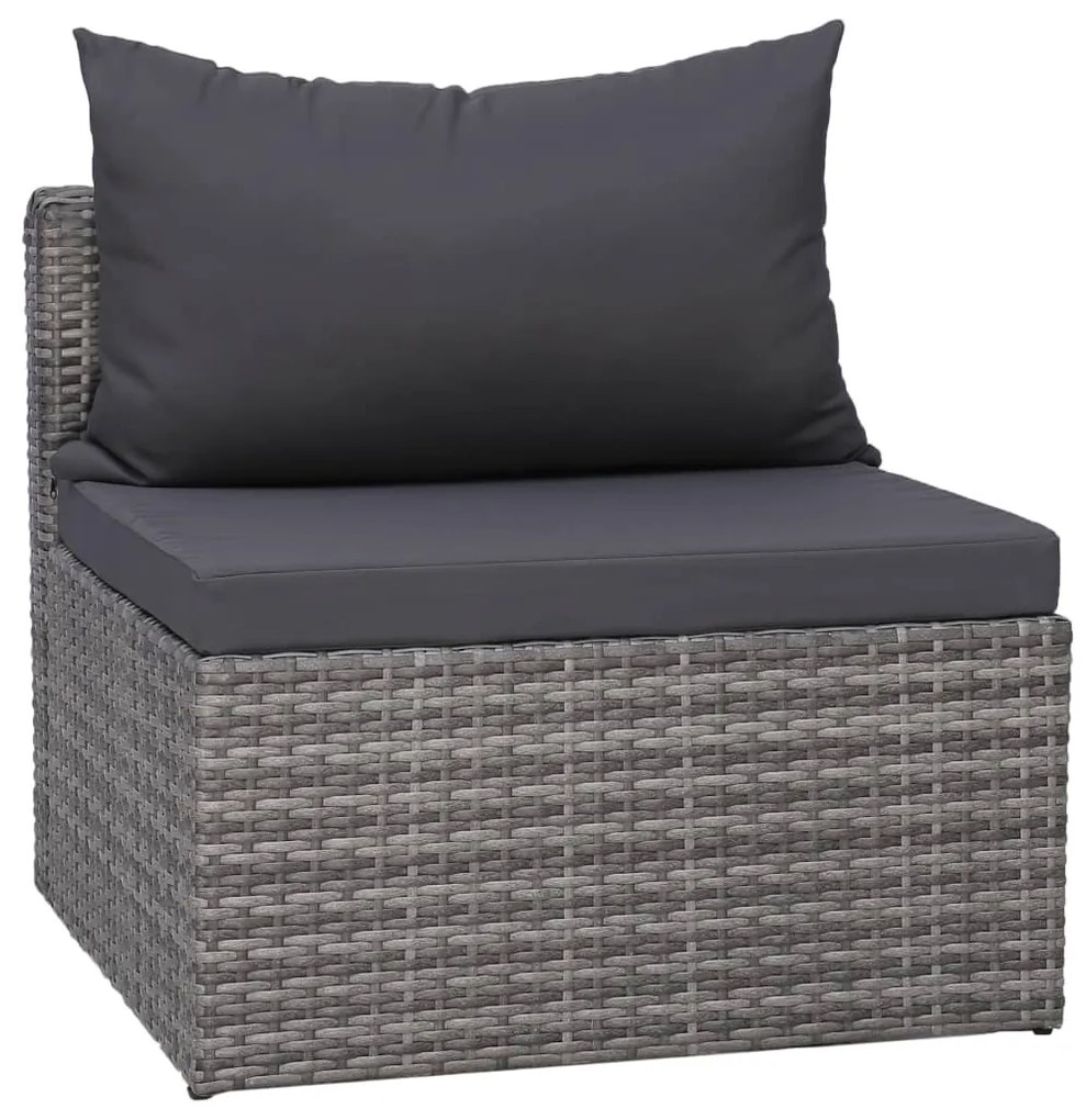 Set Divani da Giardino 4 pz con Cuscini Grigio in Polyrattan