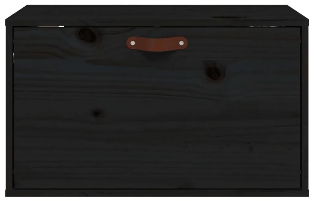 Pensile nero 60x30x35 cm in legno massello di pino