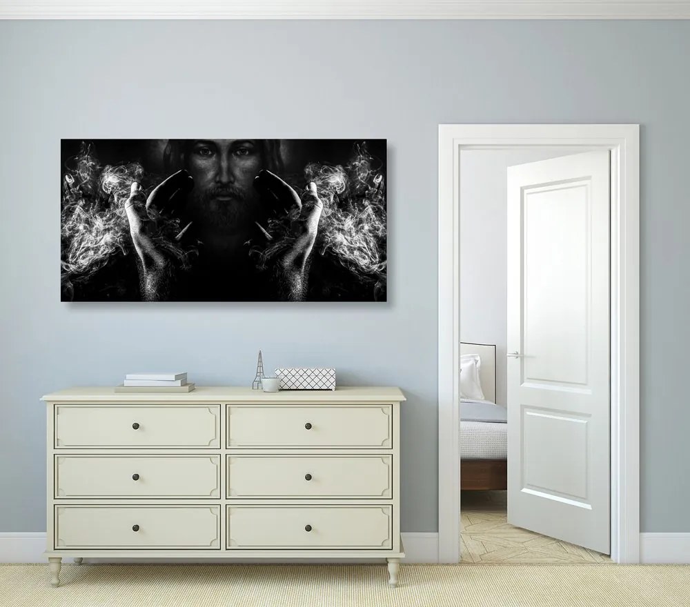 Quadro su tela – Fede in Gesù in bianco e nero