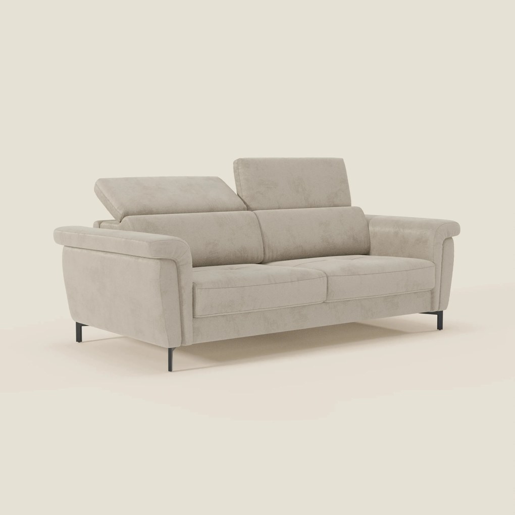 Capri divano letto di design con piedini alti - poggiatesta reclinabili in raffinato tessuto effetto velluto smacchiabile T30