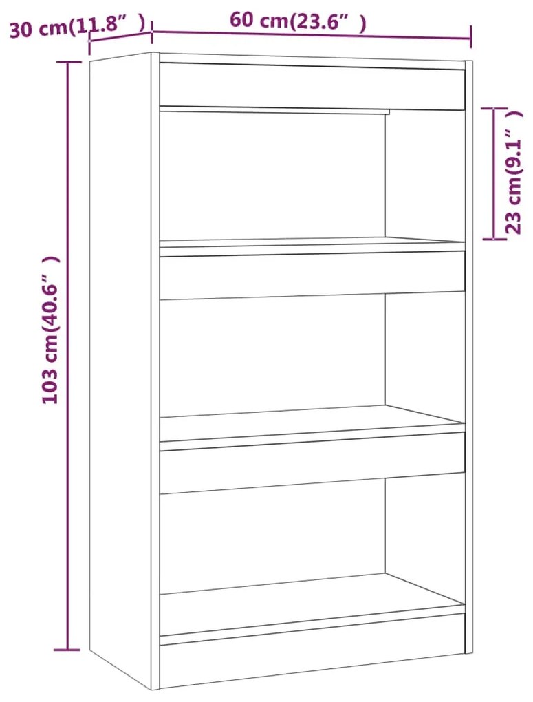 Libreria/Divisorio Nero 60x30x103 cm in Truciolato