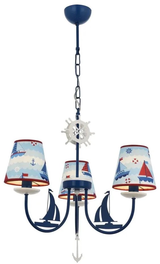 Lampadario per cameretta BOAT 3xE14/40W/230V blu