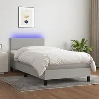 Letto a Molle Materasso e LED Grigio Chiaro 100x200 cm Tessuto 3132973