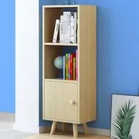 Mobile Libreria 2 Ripiani + Anta Mobiletto Legno Design Moderno 132x30x33cm Oak