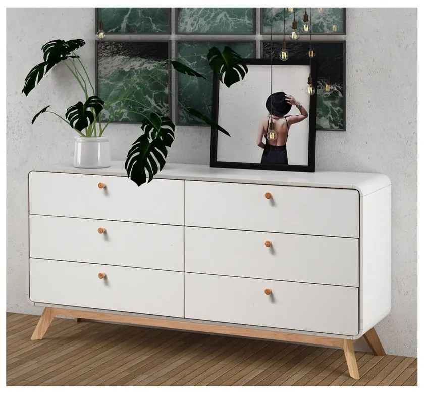 Cassettiera bassa bianca 150x74 cm Caitlin - Støraa