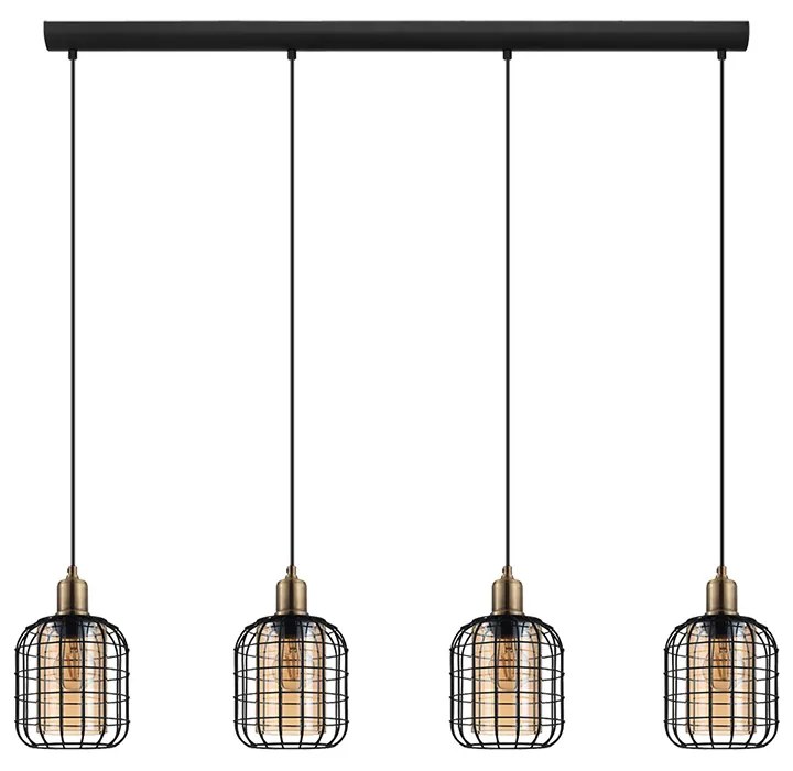 Lampadario Moderno Chisle 4 Luci Acciaio Nero