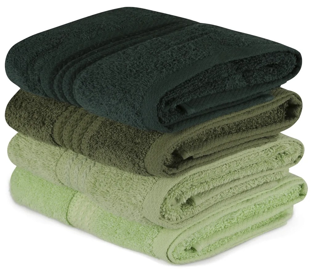 Set 4 asciugamani bagno Rainbow cotone verde