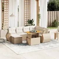 Set Divano da Giardino 8 pz con Cuscini Beige in Polyrattan 3272311