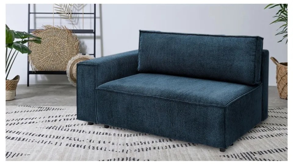 Modulo divano in velluto a coste blu scuro, angolo sinistro Nihad modular - Bobochic Paris