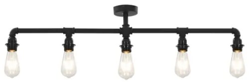 Lampadario Nero per 5 Lampadine E27