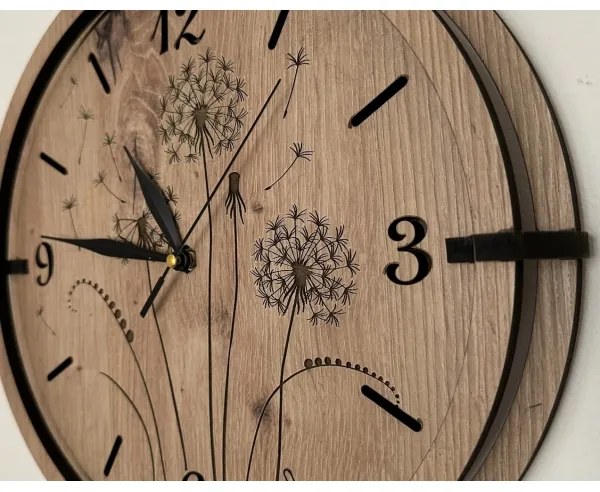 Li-Go 23682/DUB5 - Orologio in legno 1xAA Ø 32 cm rovere/soffione