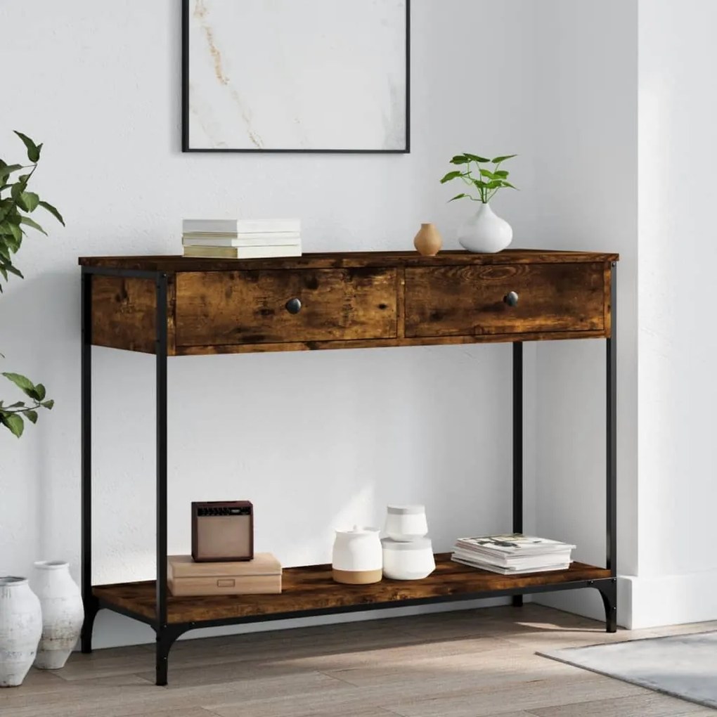 Tavolino Consolle Rovere Fumo 100x34,5x75cm Legno Multistrato /