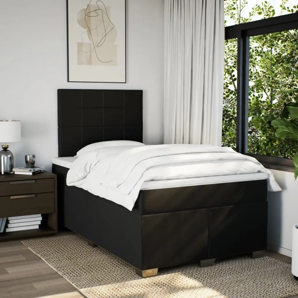 Giroletto a molle con materasso nero 120x190 cm in tessuto