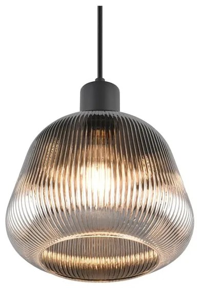 Lampadario nero con paralume in vetro ø 22 cm Tarifa - Trio