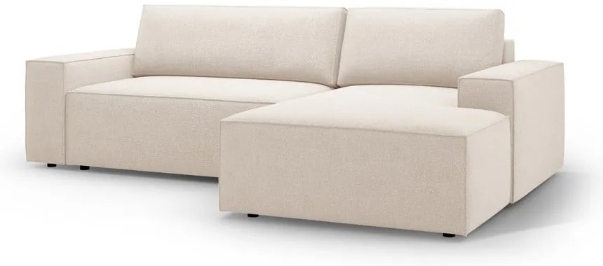 Divano letto in tessuto bouclé beige (angolo destro) Jodie - Micadoni Home
