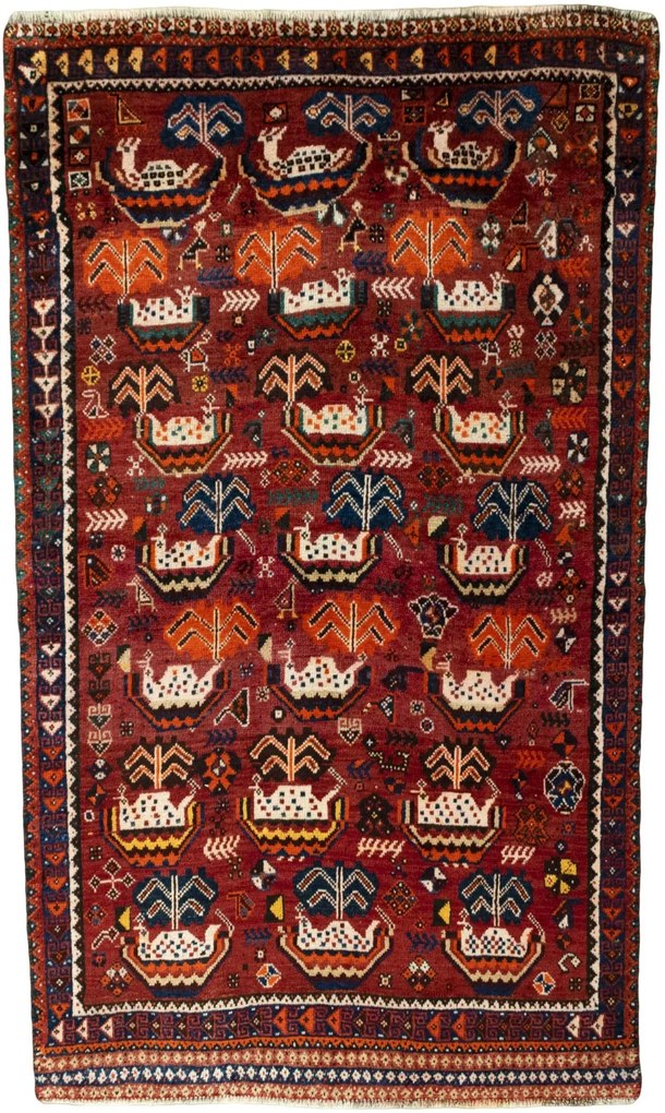 Shiraz Tappeto persiano 190x110 Rosso (Iran) Annodato A Mano