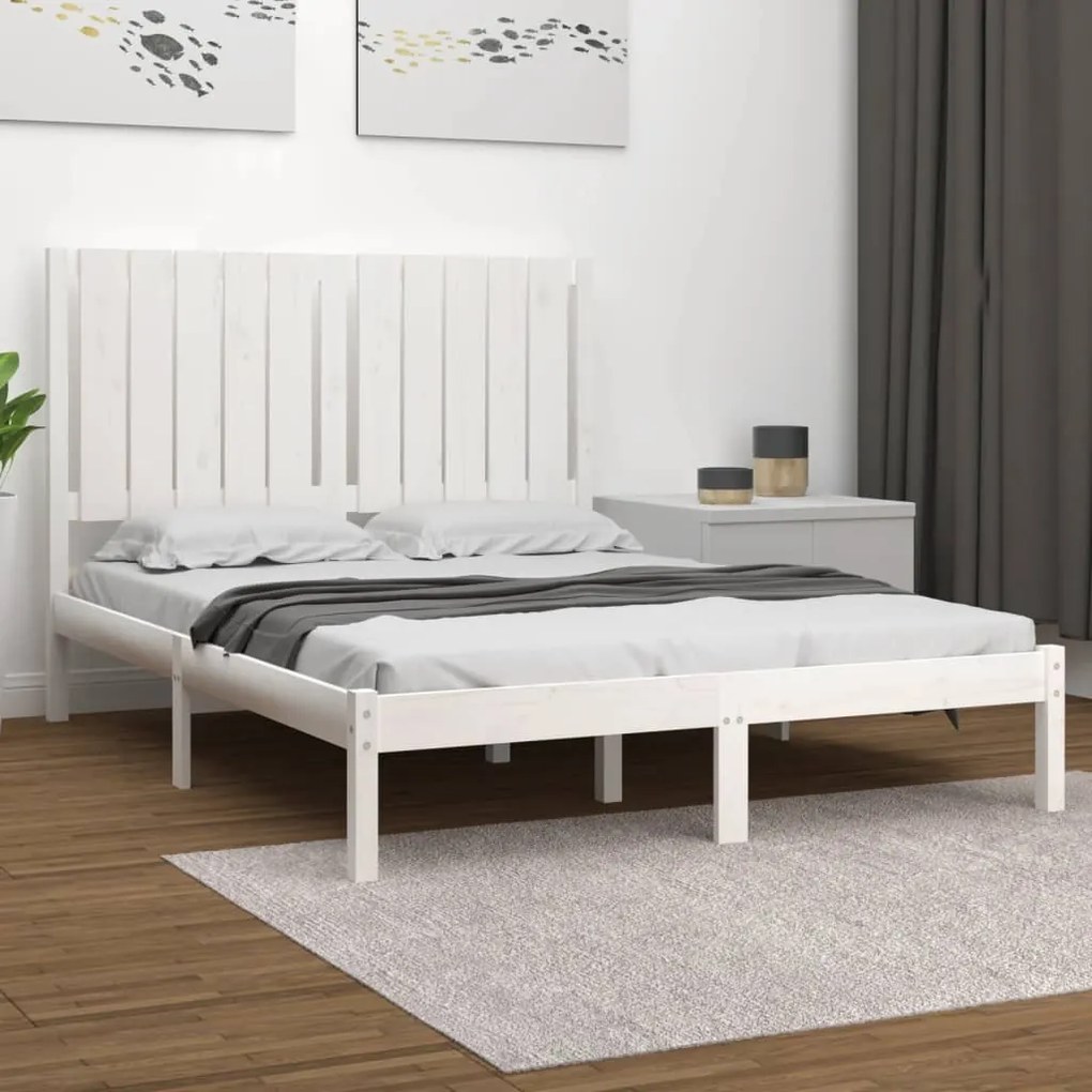 Giroletto bianco in legno massello 120x190 cm small double