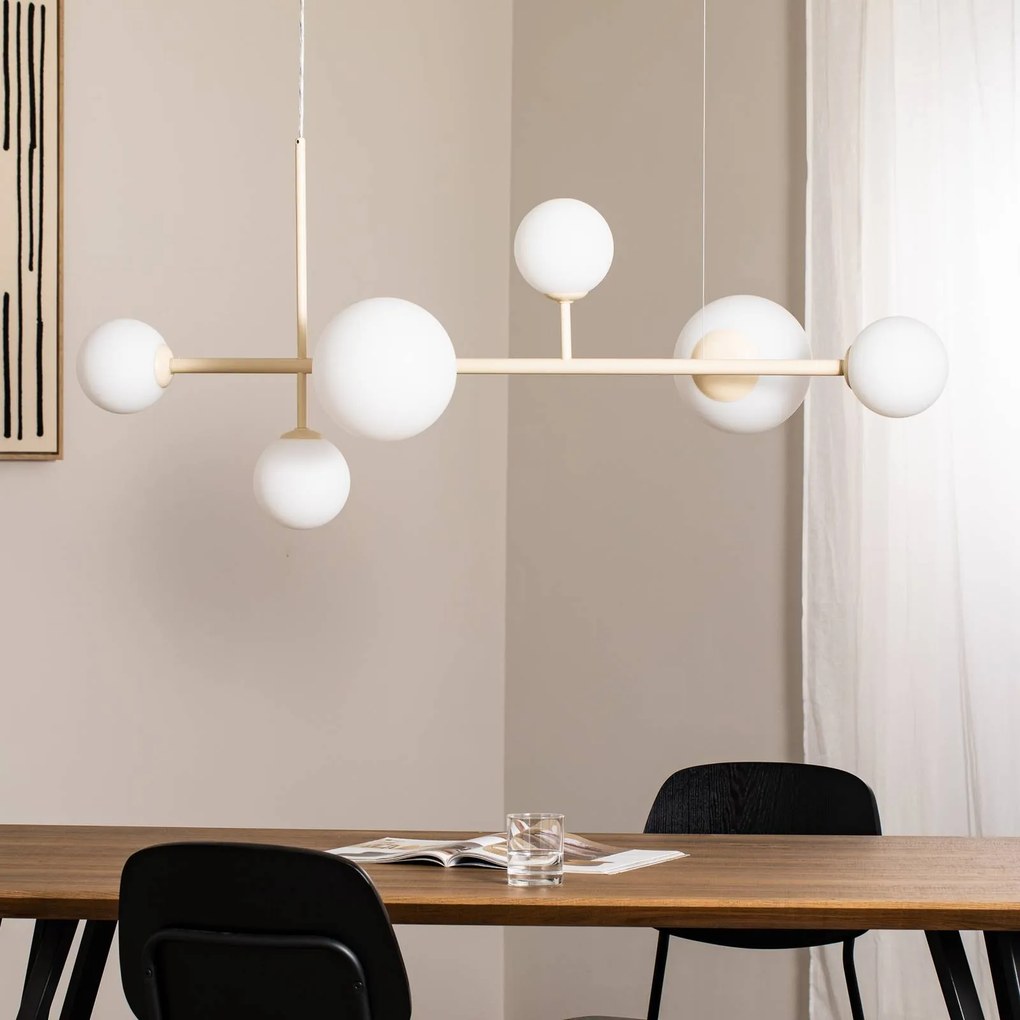 ALDEX Lampada a sospensione Dione, opalino/crema, a 6 luci