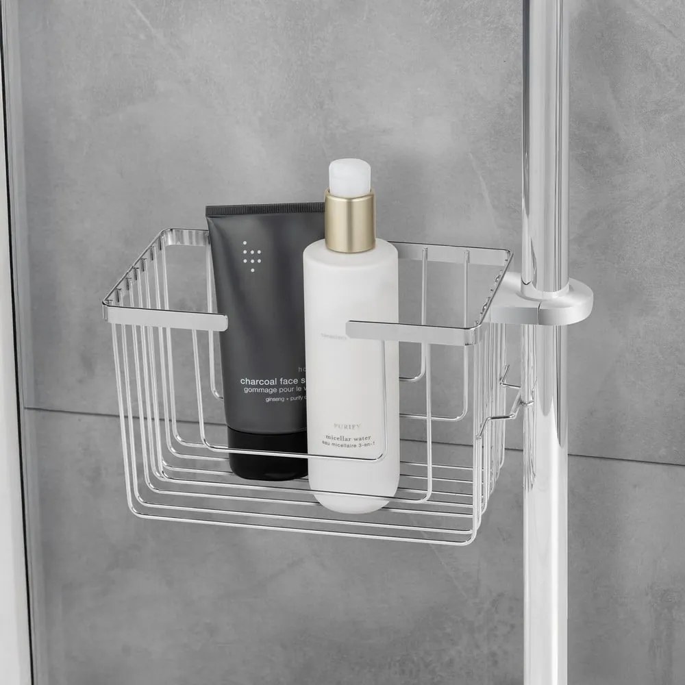 Mensola da bagno senza foratura color argento lucido in acciaio inox Valognes – Wenko