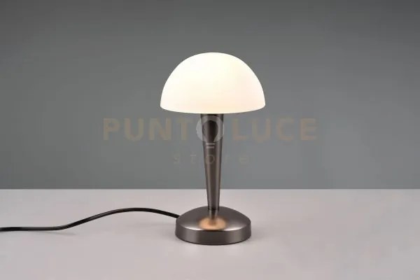 Canaria lampada da tavolo metallo cromo nero e vetro satinato touch...
