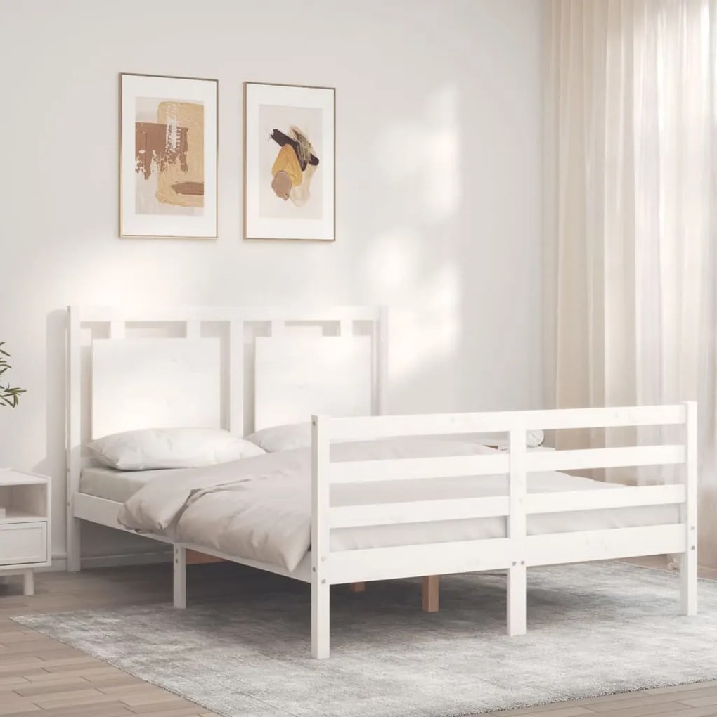Giroletto con testiera bianco 140x200 cm in legno massello