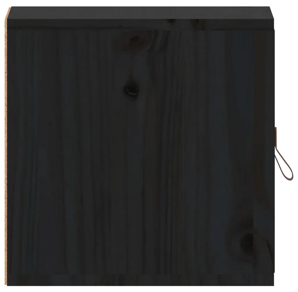 Pensile nero 31,5x30x30 cm in legno massello di pino