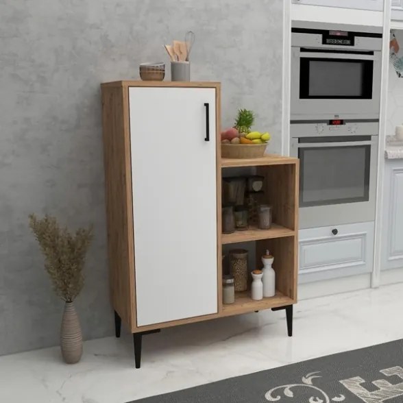 Mobile Da Cucina Multiuso Con Anta E Vani A Giorno Tea Rovere E Bianco