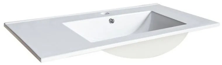 Lavabo integrale a destra rettangolare L 101 x H 18 x P 46 cm in ceramica bianco