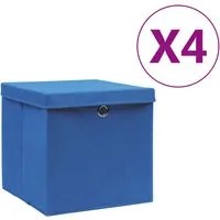 Contenitori con Coperchi 4 pz 28x28x28 cm Blu 325196